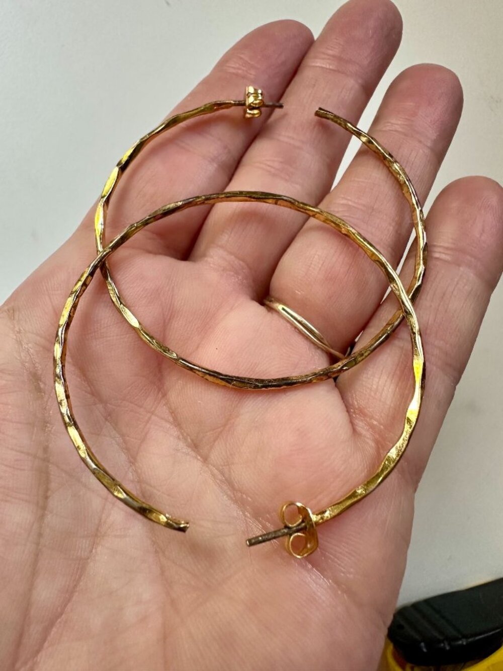 Vintage Gold-Filled Hammered Hoop Earrings (pair)